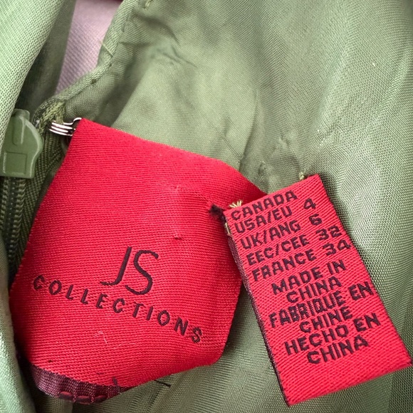 JS Collections Peridot Green Long EveningDress with Embellished Plunging V Neck - Picture 5 of 7